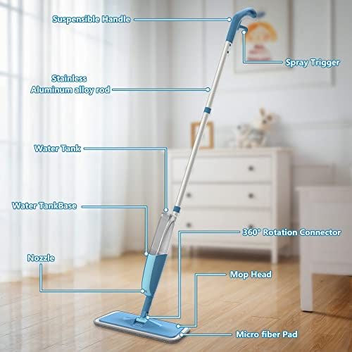 3-in-1 Spray Mop with 400ml Water Tank - Ultimate Floor Cleaning System