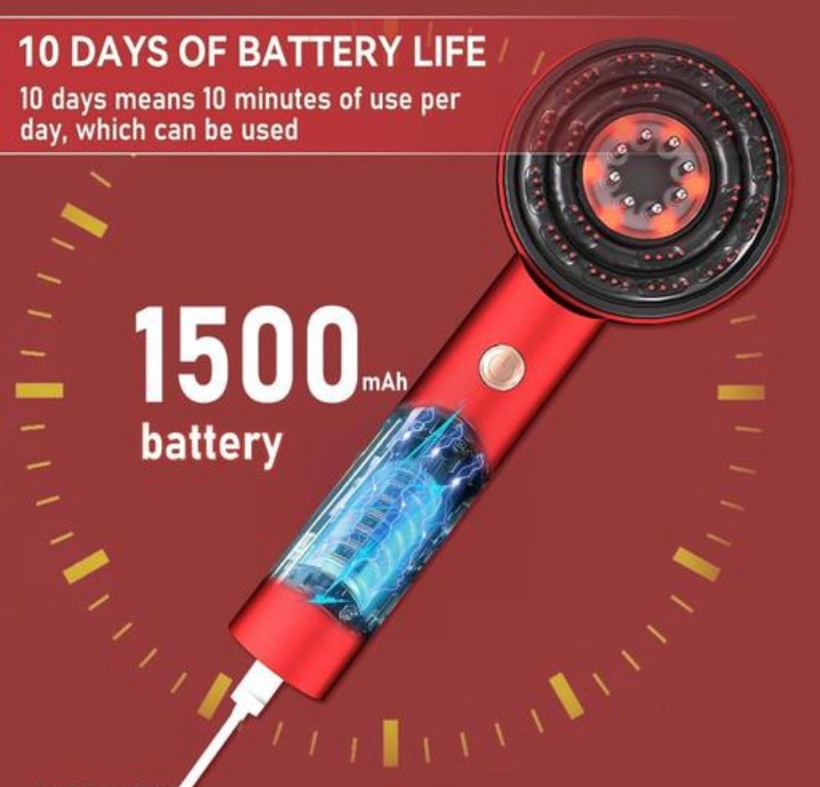 Advanced Scalp Massager for Hair Growth - Professional Treatment Device with 1500mAh Battery